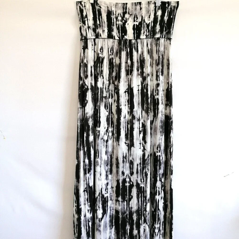 NWT Cynthia Rowley Womens Black Tie Dye Witchy Neutral Y2K Maxi Skirts Size 1X - Picture 1 of 8